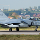 A Saab JAS 39C Gripen of the Swedish Air Force lands at Verona Villafranca Air Force Base in Italy. The forward canards are angled downward to help slow the plane. (Fabrizio Berni)